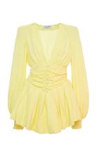 Moda Operandi Attico Ruched Bishop-sleeve Cady Mini Dress Size: 36