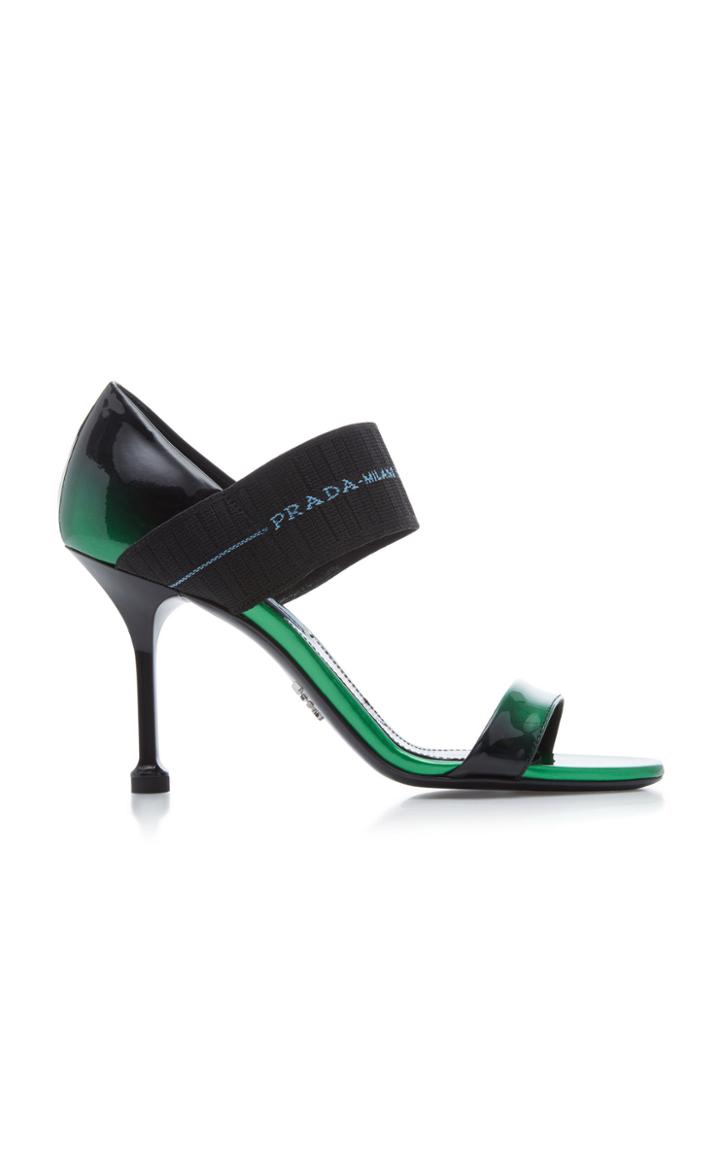 Prada Glossy Mid Heel Sandal