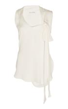 Oscar De La Renta Tie-accented Silk Sleeveless Blouse
