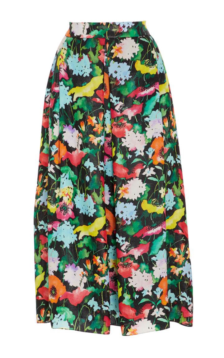 Monique Lhuillier Silk Lam A-line Midi Skirt