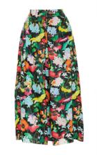 Monique Lhuillier Silk Lam A-line Midi Skirt