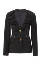 Moda Operandi Rejina Pyo Dana Button-detailed Ruched Twill Blazer
