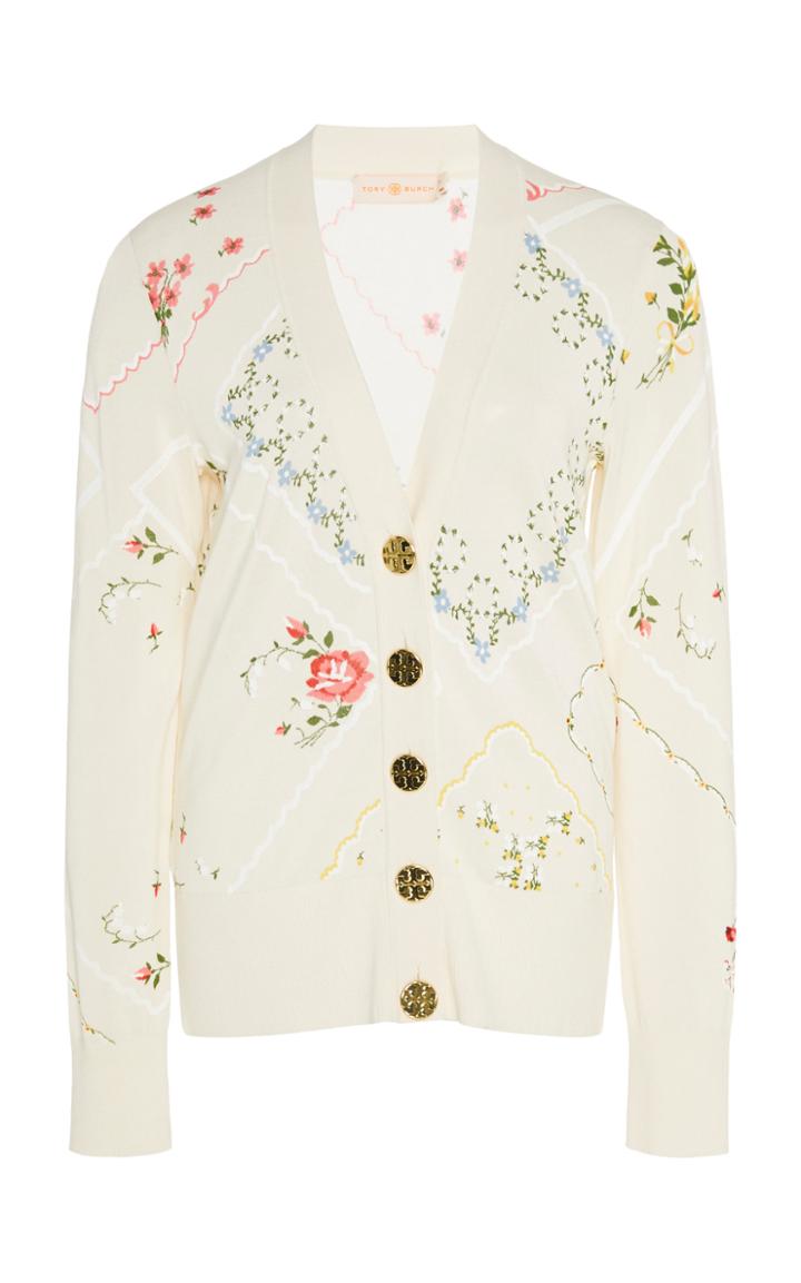 Moda Operandi Tory Burch Simone Embellished Cardigan Size: Xxs