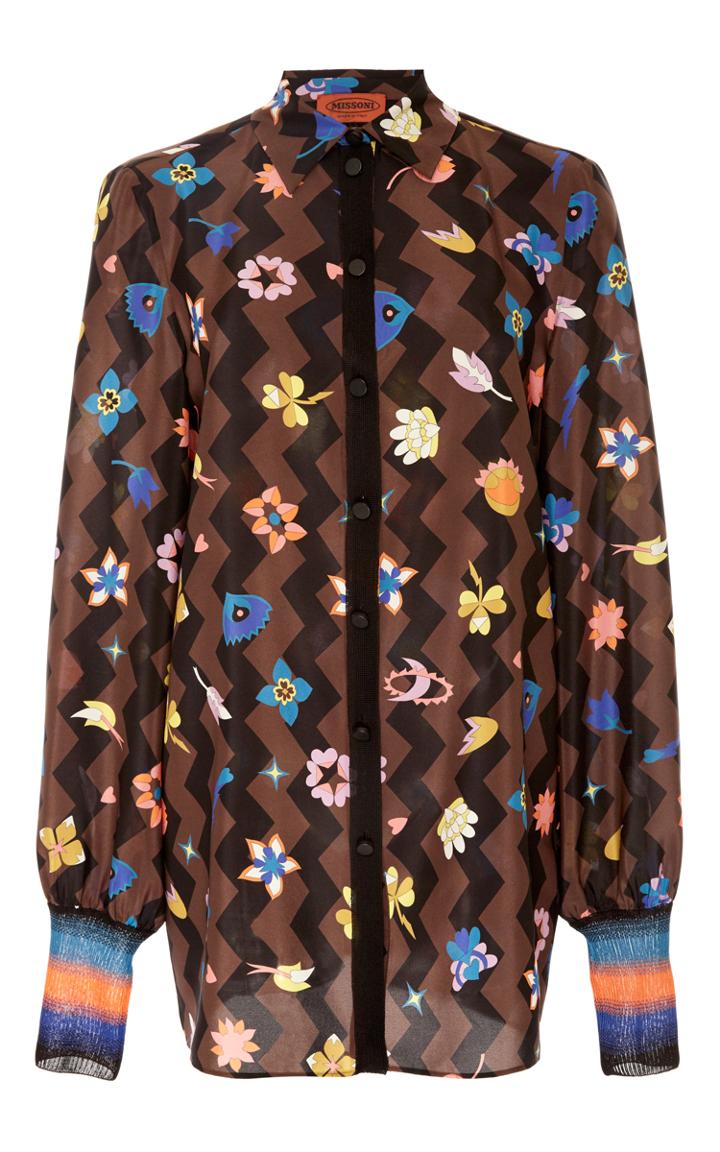 Missoni Printed Zig Zag Silk Blouse