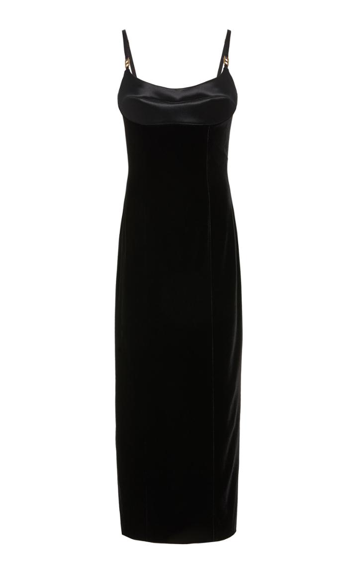Brandon Maxwell Satin-detailed Velvet Bodycon Dress