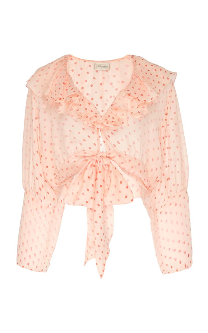 Temperley London Silk Dot Printed Ruffle Blouse