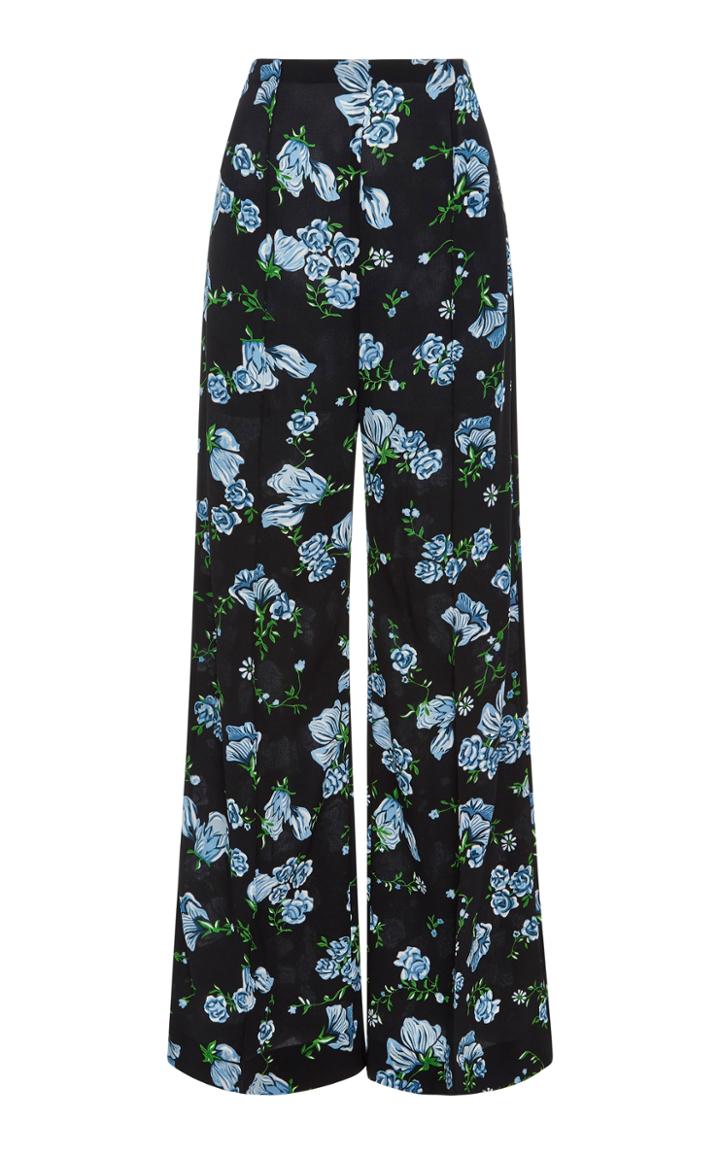 Emilia Wickstead Hullinie Floral-print High-rise Crepe Pants