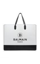 Balmain Large Leather-trimmed Canvas Shopping Bag