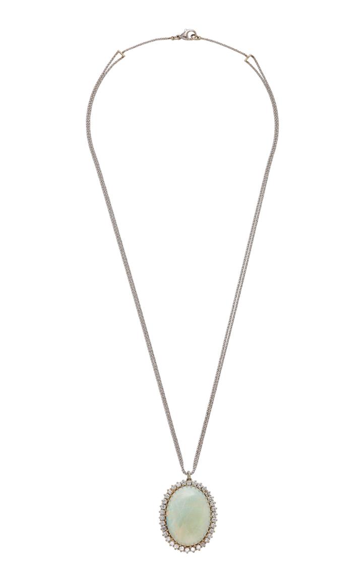 Renee Lewis 18k Gold Opal And Diamond Necklace
