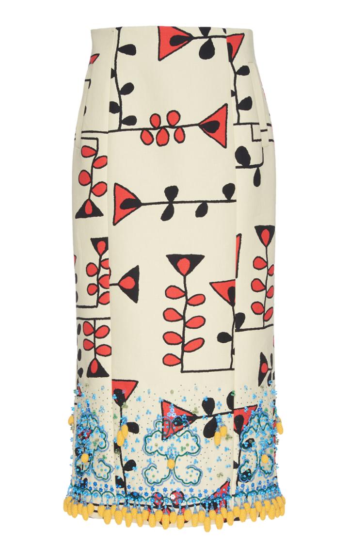 Marni Bead Embroidered Canvas Skirt