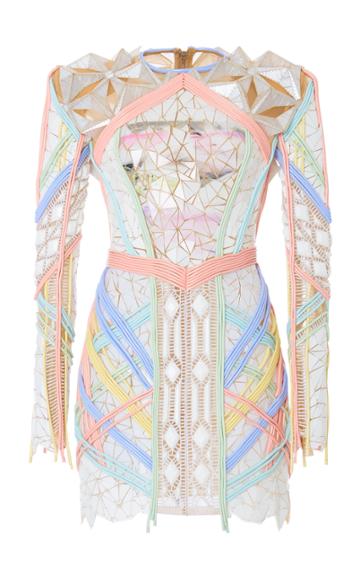Balmain Crystal Embroidered Crepe Dress