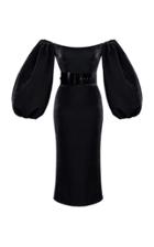 Rasario Puff Sleeve Silk-blend Velvet Corset Midi Dress