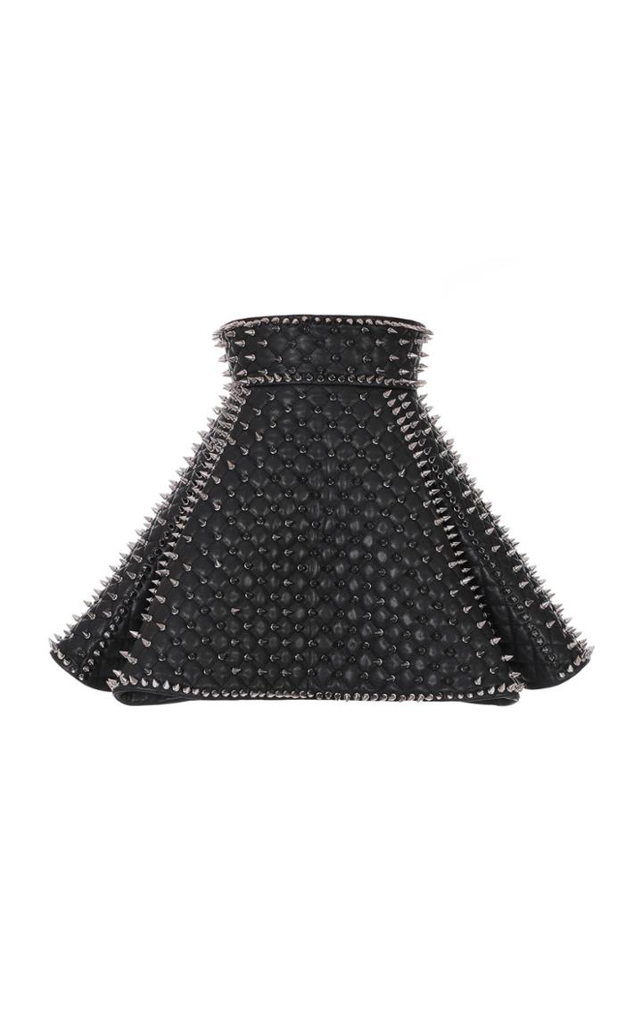 Balmain Spiked Quilted Leather Mini Skirt