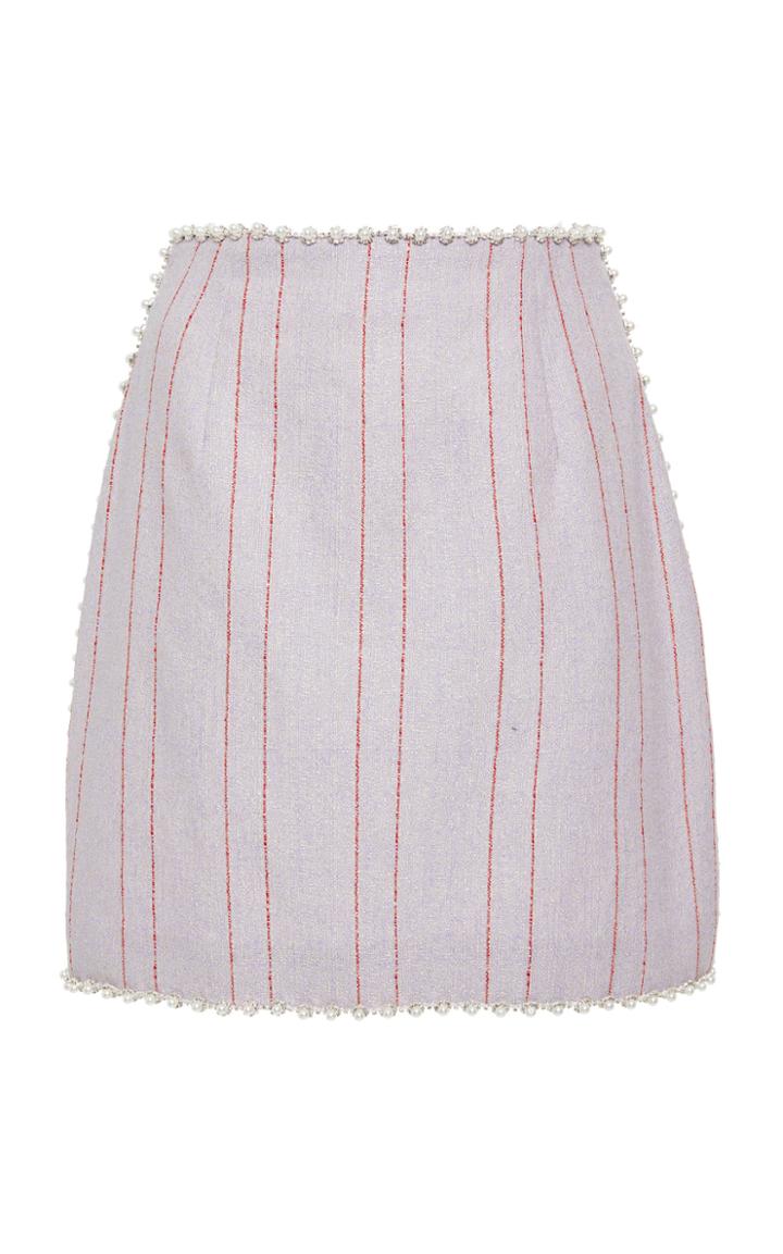 Markarian Stripe Burlap Mini Skirt