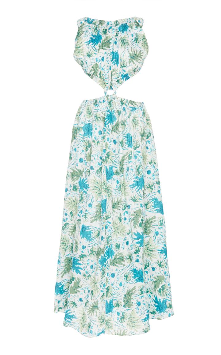 Cult Gaia Theia Cutout Floral-print Linen Gown