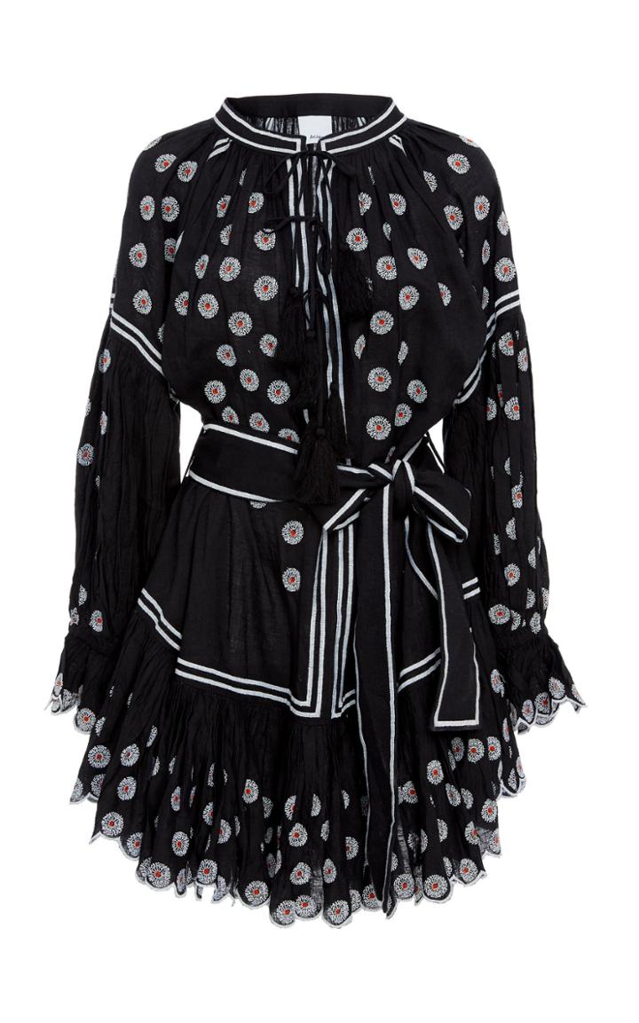 Acler Spencer Embroidered Broadcloth Mini Dress Size: 6