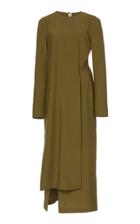 Matriel Long Sleeve Dress With Cutout Waist And Slit On One Side