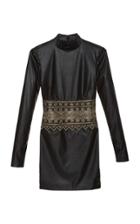 Sally Lapointe Coated Mini Dress With Metallic Embroidery