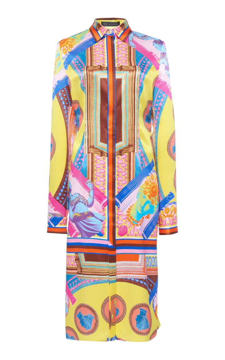 Versace Long Sleeved Silk Shirt Dress