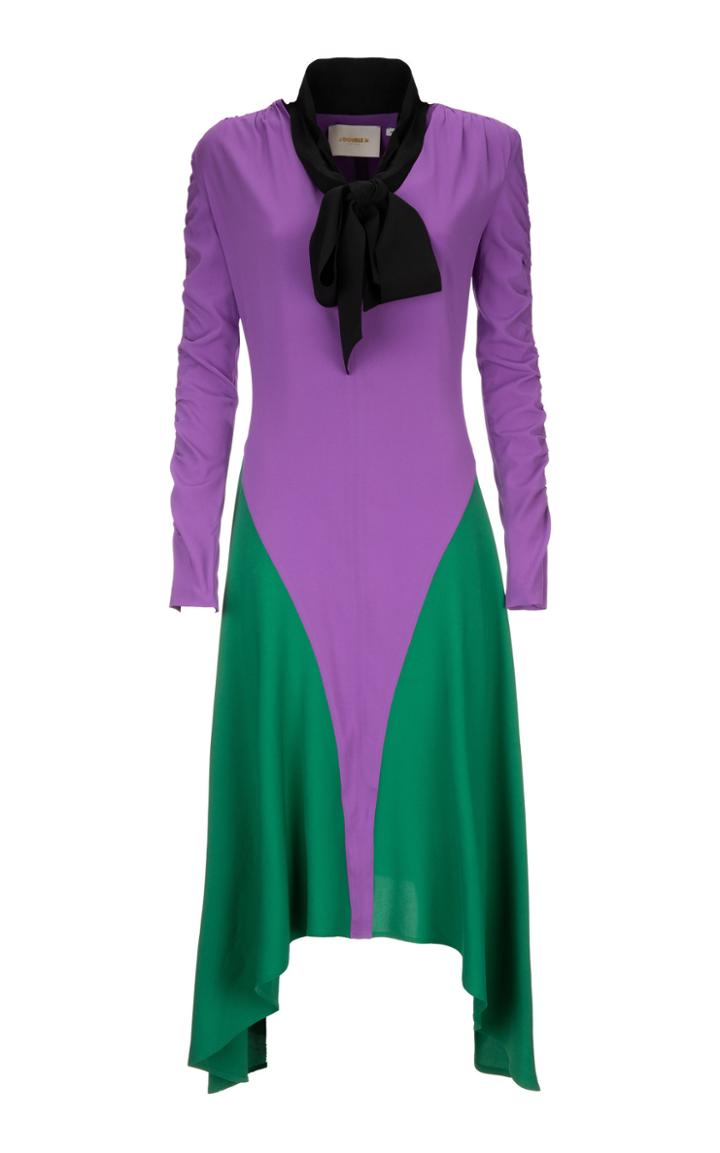 La Doublej Martha Color-block Crepe De Chine Dress