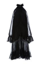Jonathan Simkhai Cold Shoulder Ruffled Silk Dress