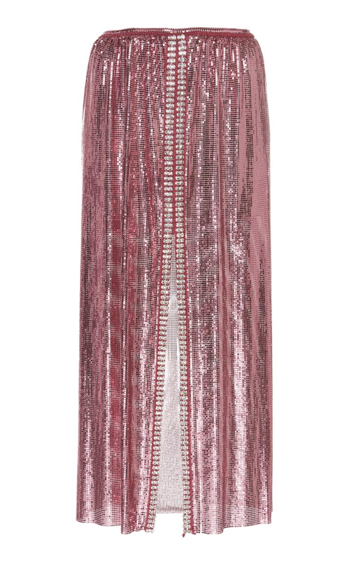 Paco Rabanne Embellished Metallic Mesh Midi Skirt