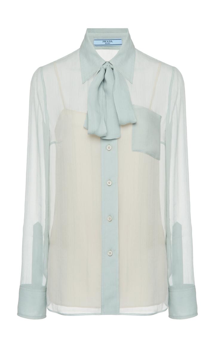Prada Pussy Bow Silk-chiffon Blouse