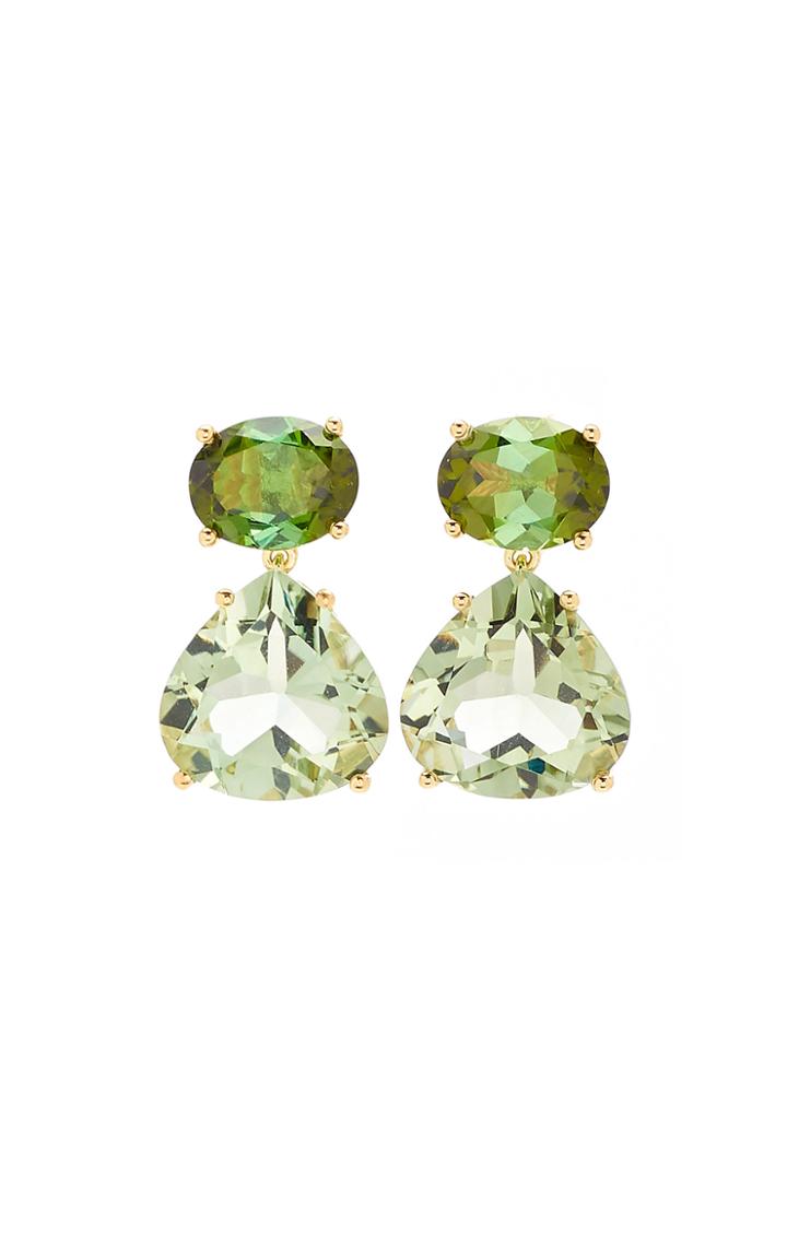 Jamie Wolf 18k Yellow Gold Green Tourmaline And Green Amthyst Earring