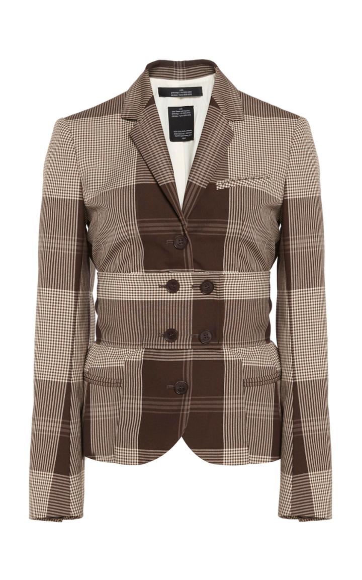 Moda Operandi Rokh Belted Gingham Cady Blazer Size: 34