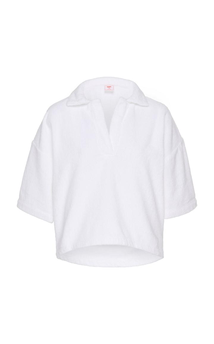 Terry Estate White Collared Cotton Tee Size: S/m