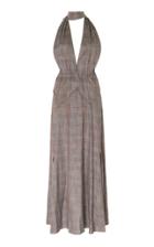 Roland Mouret Katana Plaid Halter Midi Dress