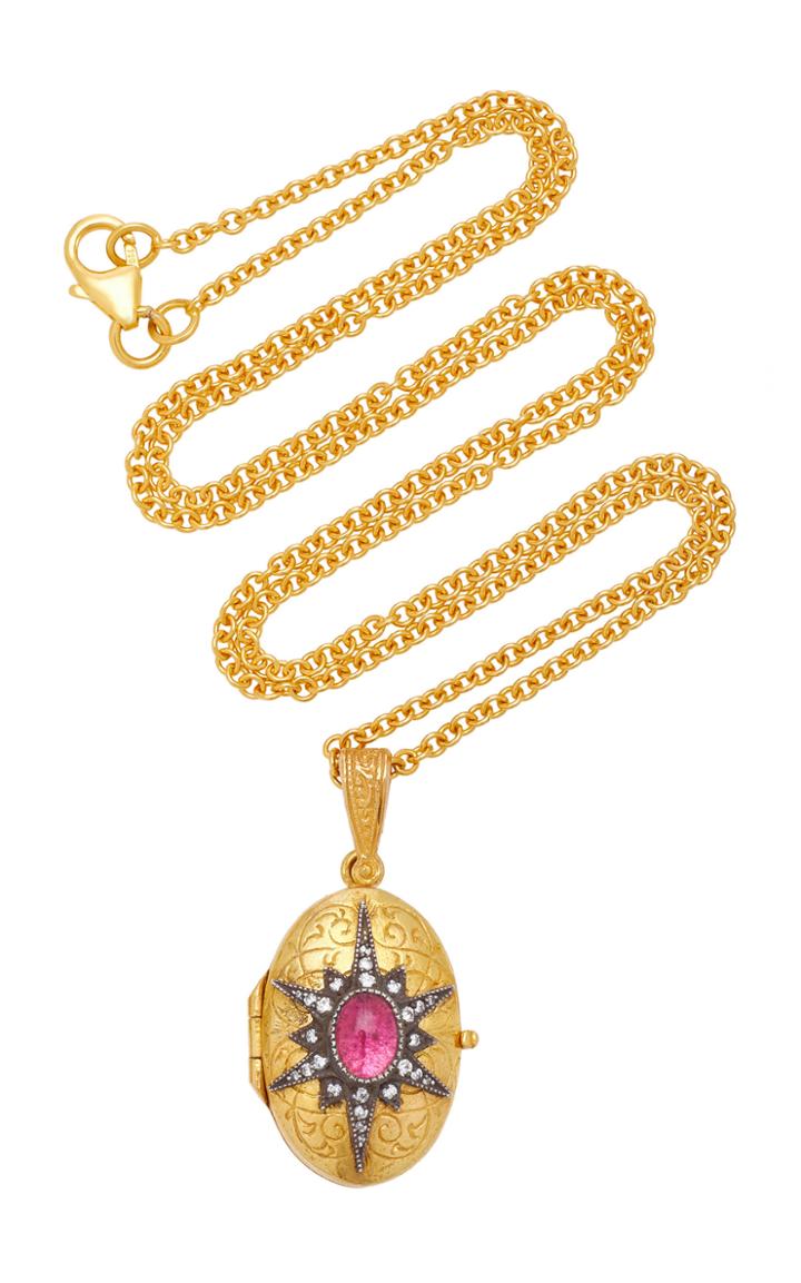 Arman Sarkisyan 22k Gold Pink Tourmaline And Diamond Necklace
