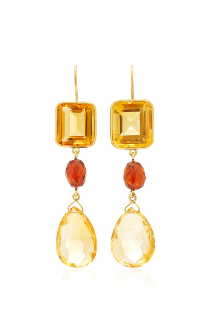 Brigid Blanco 18k Yellow Gold Citrine And Hessionite Long Earrings