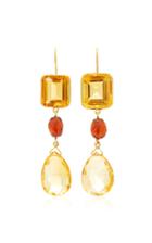 Brigid Blanco 18k Yellow Gold Citrine And Hessionite Long Earrings