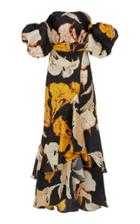 Johanna Ortiz Off-the-shoulder Floral-print Silk Gown