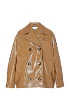 Ganni Double-breasted Patent-leather Jacket