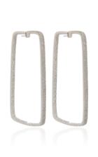 Ofira White Diamond Rectangle Hoop Earrings