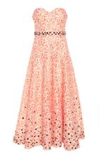 Delpozo Embroidered Organza Strapless Dress