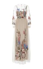 Alberta Ferretti Floral Embroidered Tulle Gown