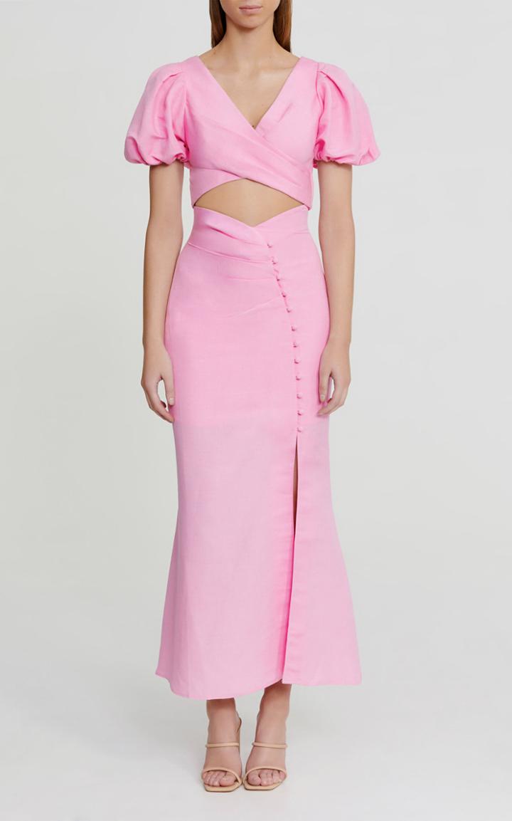 Moda Operandi Significant Other Camilla Button-front Linen-blend Midi Skirt