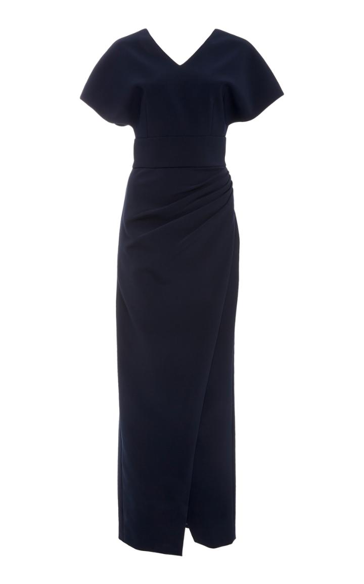 Christian Siriano Textured Crepe Side Gathered Gown