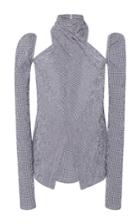 Rosie Assoulin Long Sleeve Wrap Seersucker Gingham Top