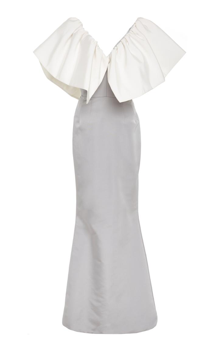 Christian Siriano Silk Two Tone Wing Sleeve Gown