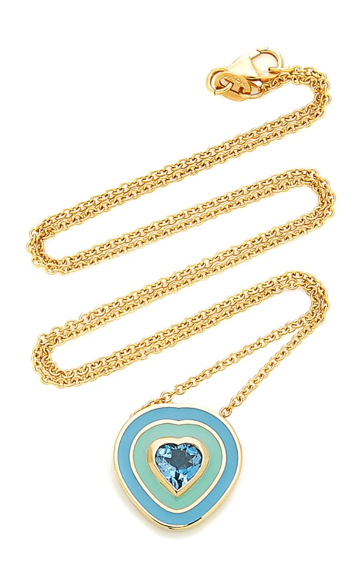 Sig Ward 18k Gold Enamel And Aquamarine Necklace