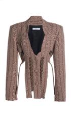 Moda Operandi Area Pinstriped Logo Cutout Bolero Blazer