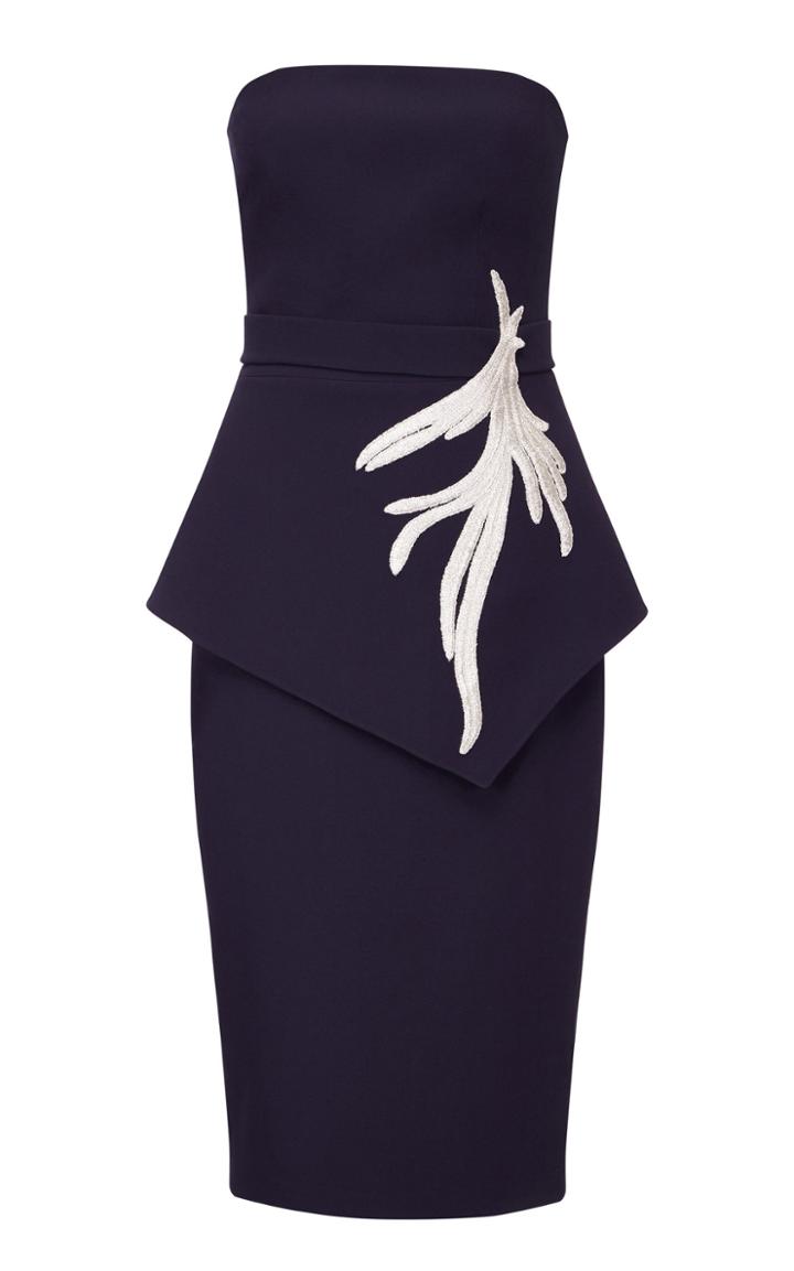 Safiyaa Perla Peplum Heavy Crepe Knee Length Dress