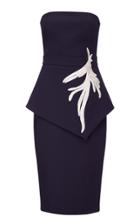 Safiyaa Perla Peplum Heavy Crepe Knee Length Dress