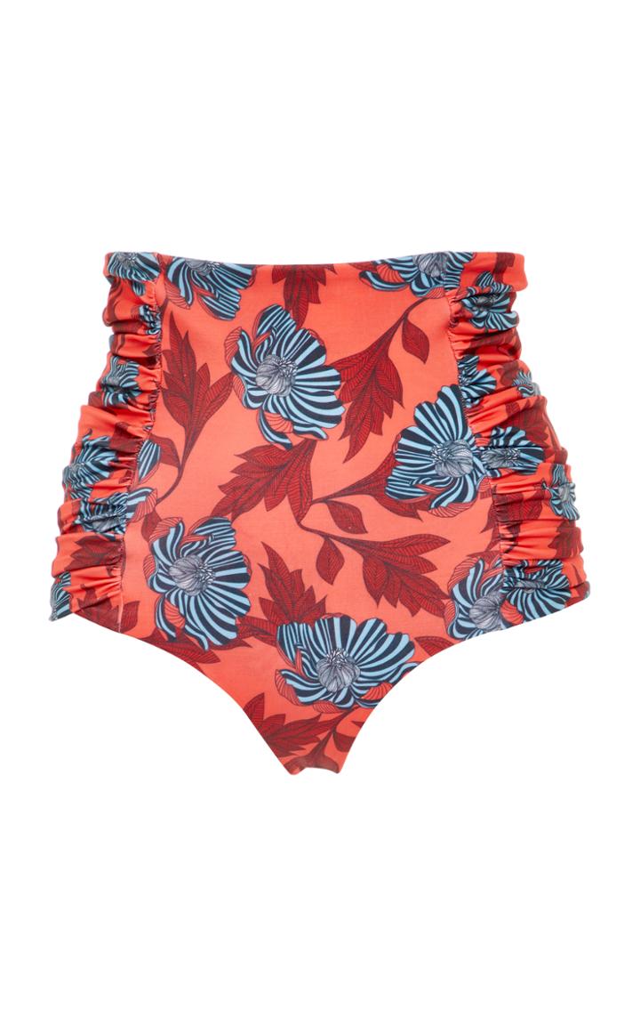 Johanna Ortiz Gauguin Ruched High Waisted Bikini Bottom