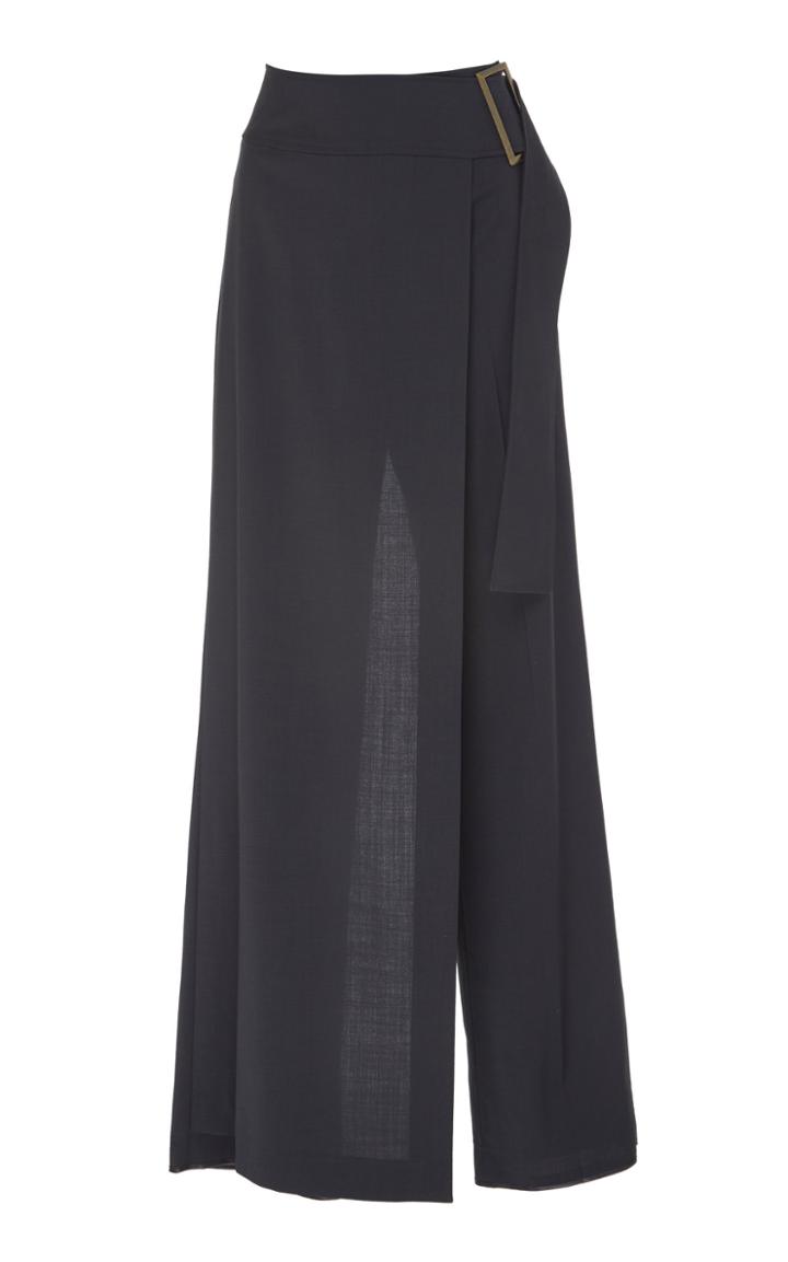 Rejina Pyo Gillian Skirted Wrap-effect Belted Wool Trousers