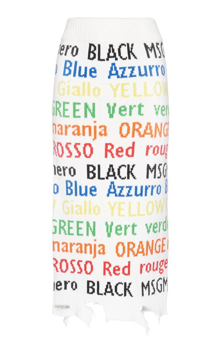 Msgm Graphic Distressed Knit Skirt